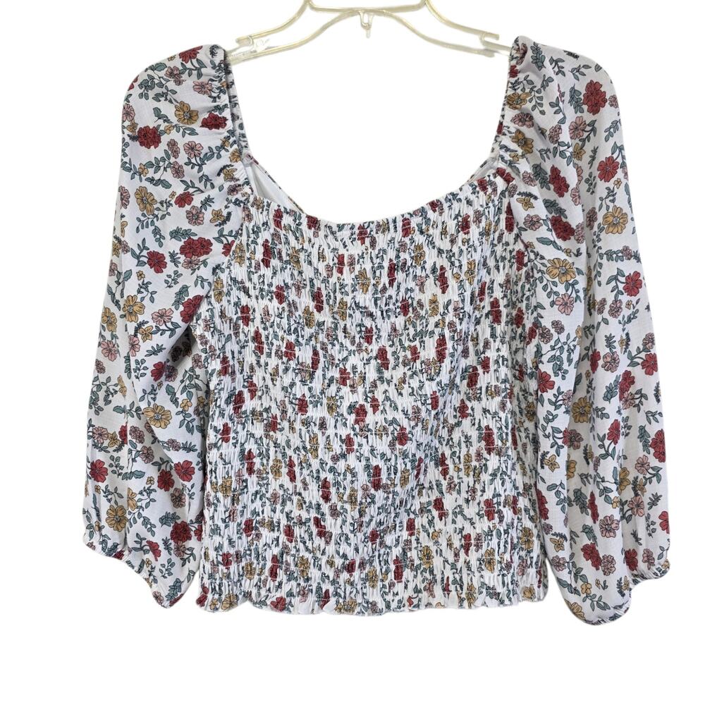 The General Good Womens Floral Bouson Peasant Boho Cottage Core Smocked Medium